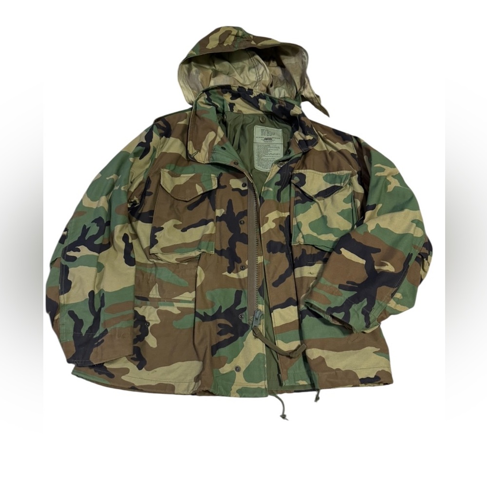 🪖US‎ Army Woodland Camo Cold Weather Field M X-Short Vintage Military Jacket🪖